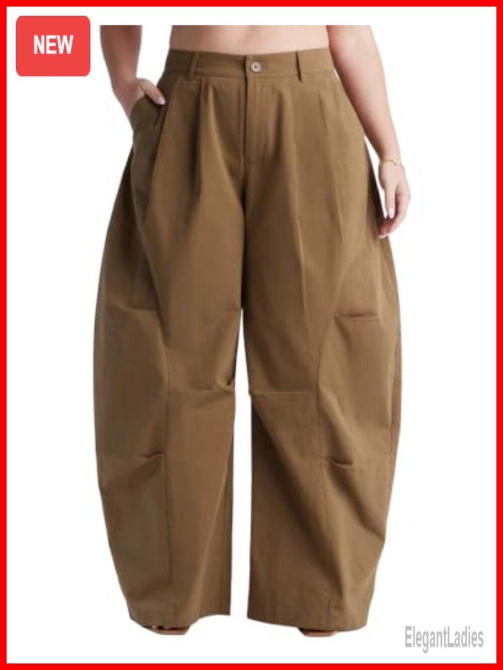 High Waisted Pleated Barrel Pants Baggy Wide Leg Cargo Trousers